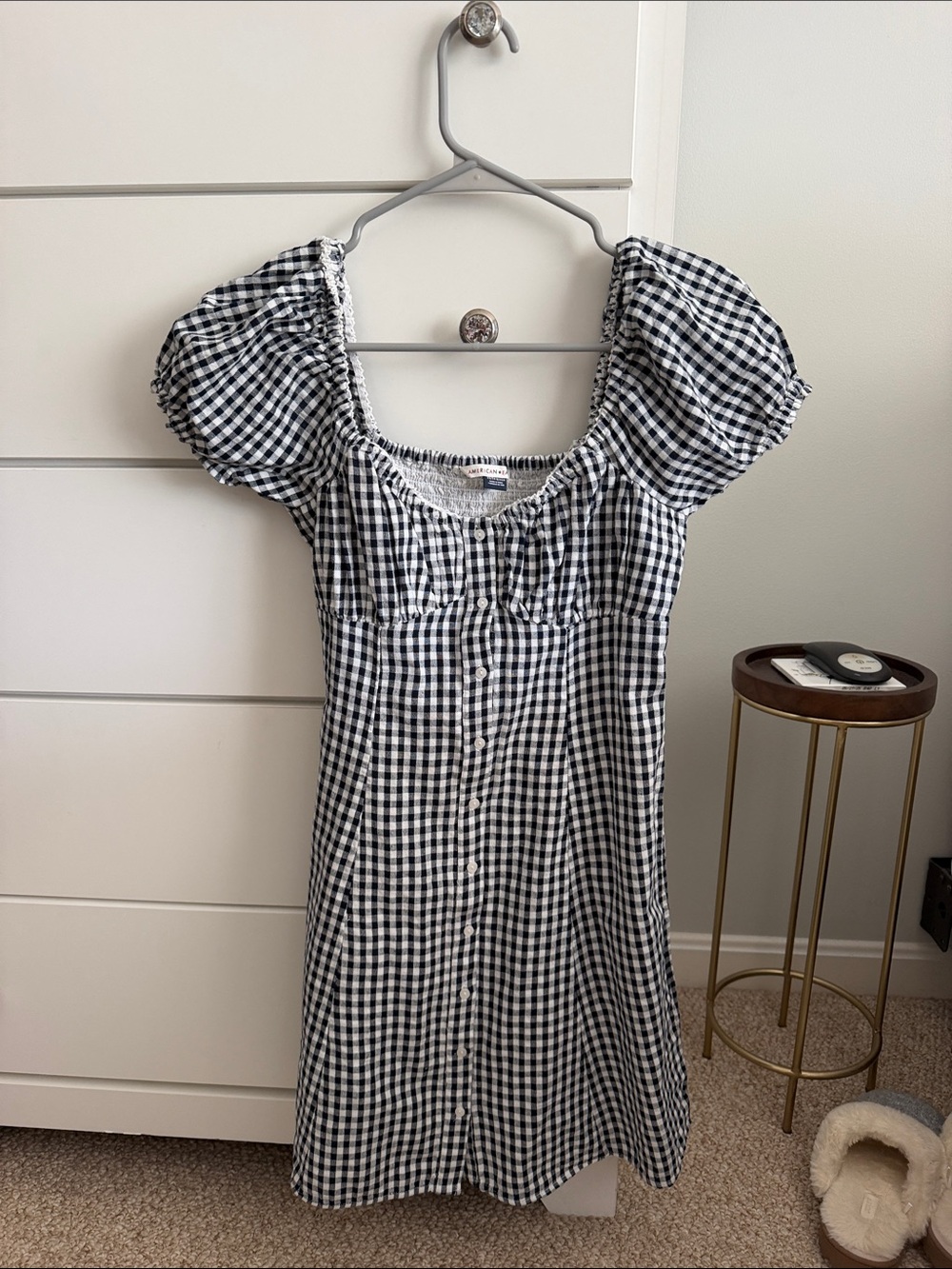 American Eagle Outfitters Navy and White Sweetheart button-up Mini Dress